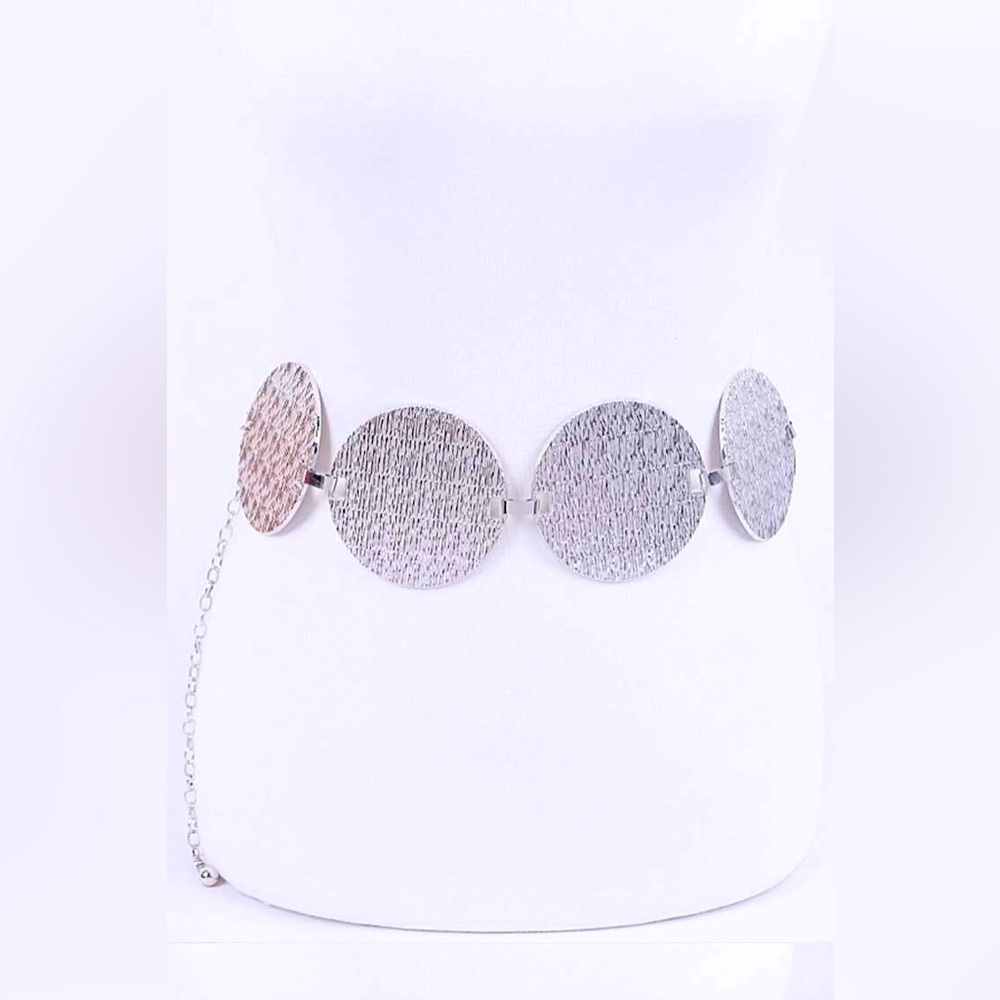Circle Textured Metal Chain Link Statement Belt
